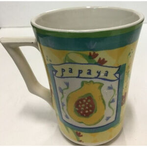 Kimberly Hodges Garden Delights Yellow Coffee Mug A Corn Squash/Papaya Cup 12 OZ